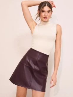 Friends Like These Burgundy Red Faux Leather Mini Skirt
