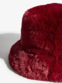 Friends Like These Burgundy Red Faux Fur Bucket Hat