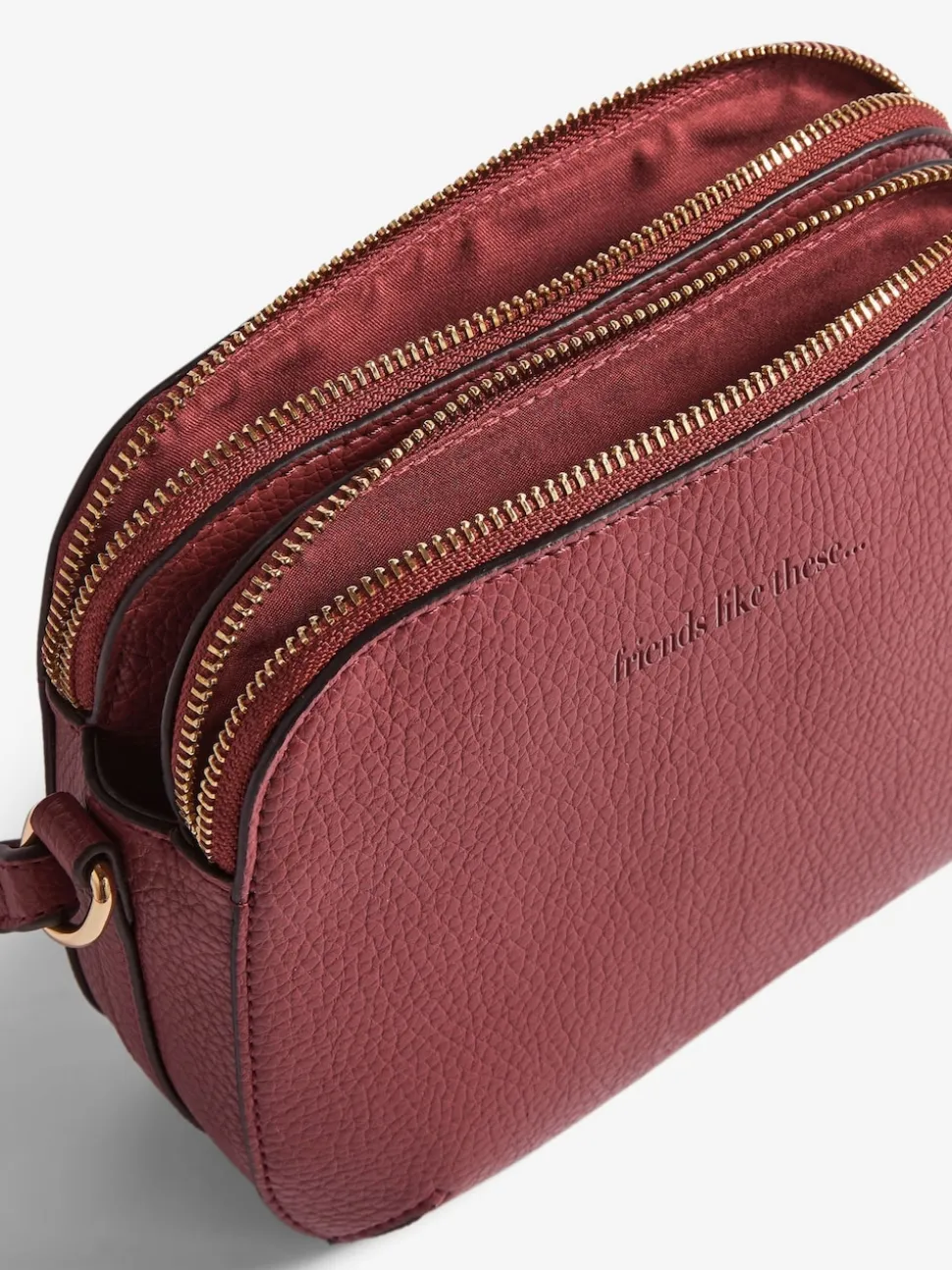 Friends Like These Burgundy Red Double Compartment Cross-Body Bag