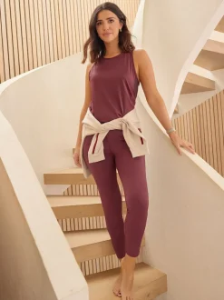 Friends Like These Burgundy Red Studio Wrap Over Gym Leggings