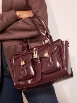 Friends Like These Burgundy Red Padlock Pocket Bag