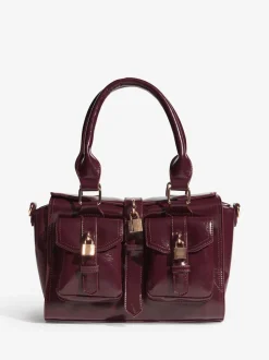 Friends Like These Burgundy Red Padlock Pocket Bag