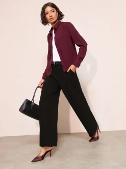 Friends Like These Burgundy Red Boxy Covered Button Shirt