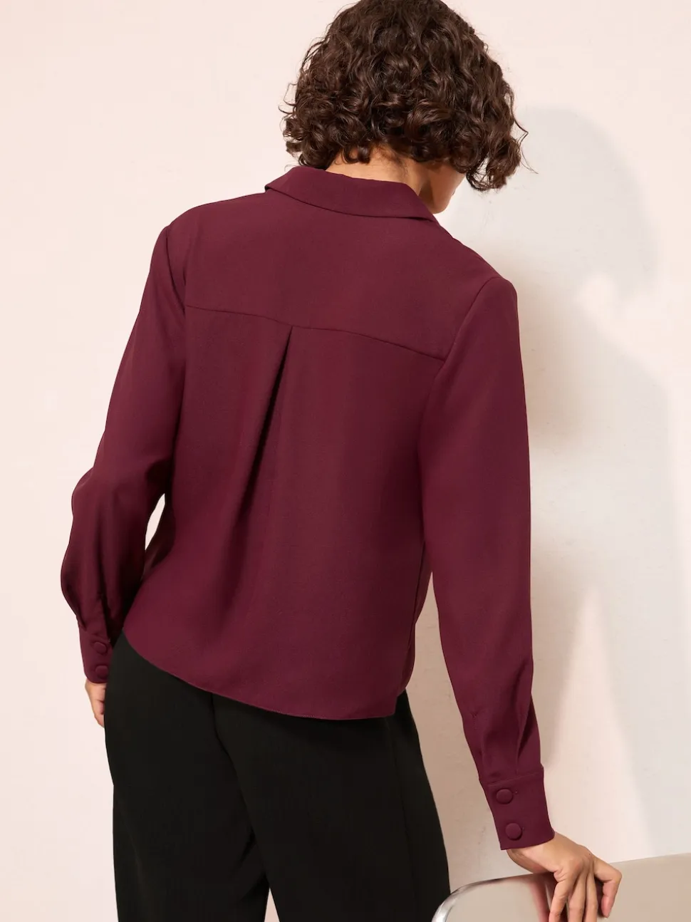 Friends Like These Burgundy Red Boxy Covered Button Shirt