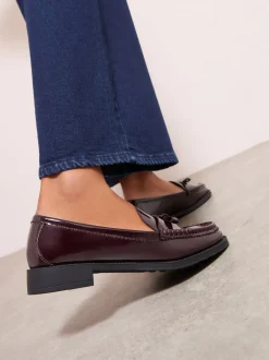 Friends Like These Burgundy Red Patent Faux Leather Comfort Bow Smart Loafers