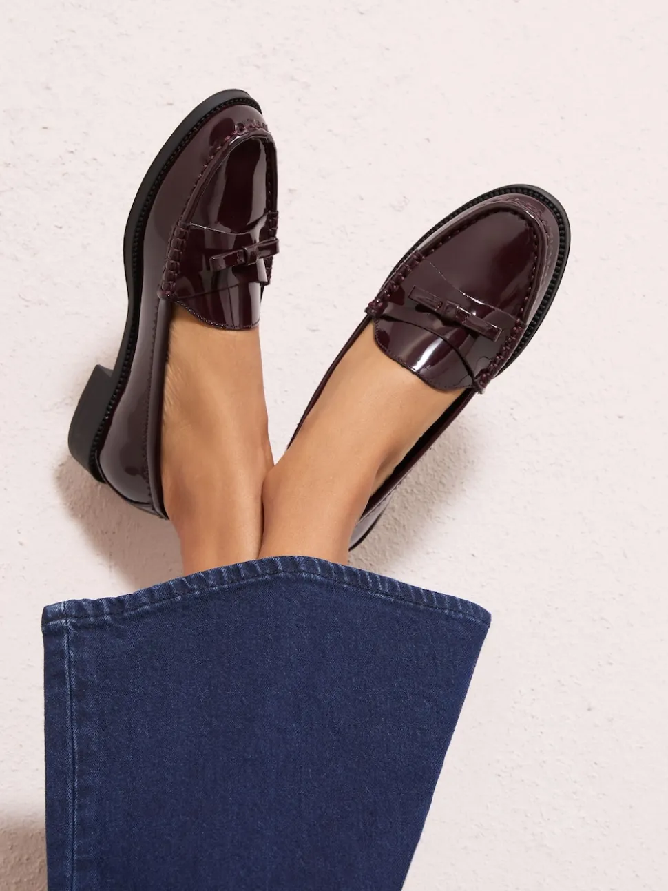 Friends Like These Burgundy Red Patent Faux Leather Comfort Bow Smart Loafers