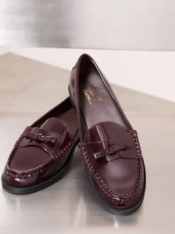Friends Like These Burgundy Red Patent Faux Leather Comfort Bow Smart Loafers