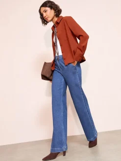 Friends Like These Burnt Orange Boxy Covered Button Shirt