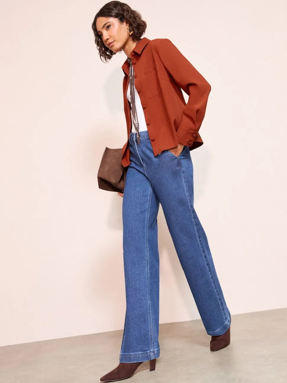 Friends Like These Burnt Orange Boxy Covered Button Shirt