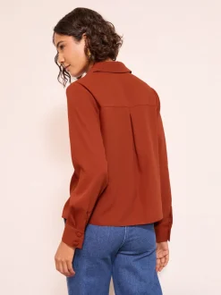 Friends Like These Burnt Orange Boxy Covered Button Shirt