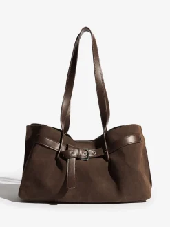 Friends Like These Chocolate Brown Faux Suede Slouch Tote Bag