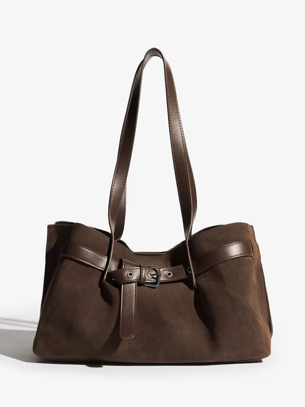 Friends Like These Chocolate Brown Faux Suede Slouch Tote Bag