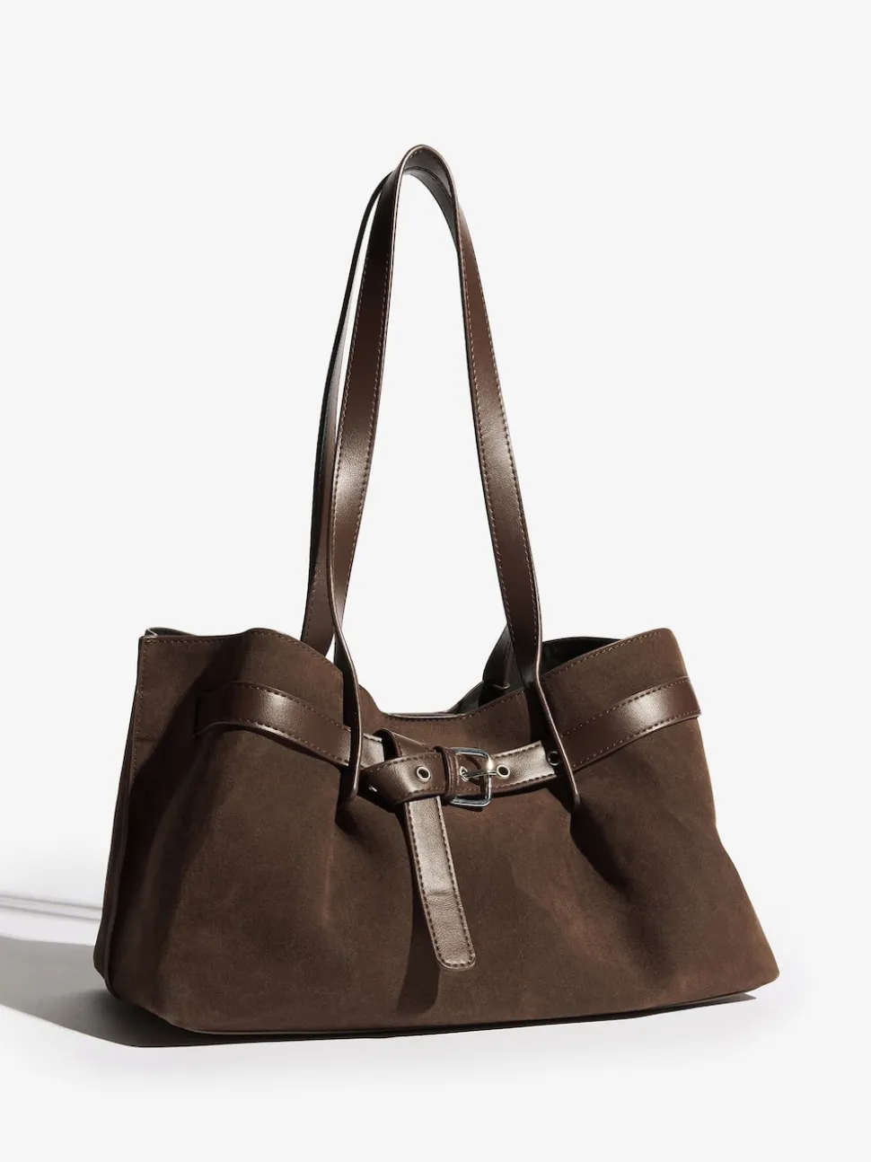 Friends Like These Chocolate Brown Faux Suede Slouch Tote Bag