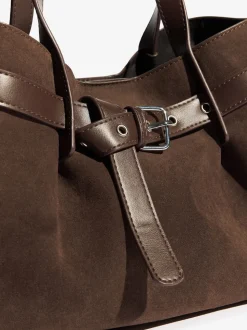 Friends Like These Chocolate Brown Faux Suede Slouch Tote Bag