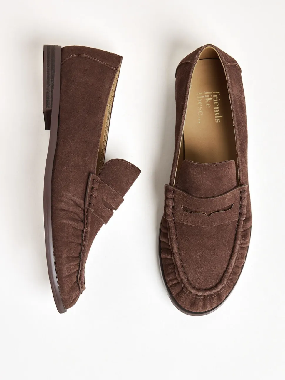 Friends Like These Chocolate Brown Flat Ruched Comfort Slip On Penny Loafers