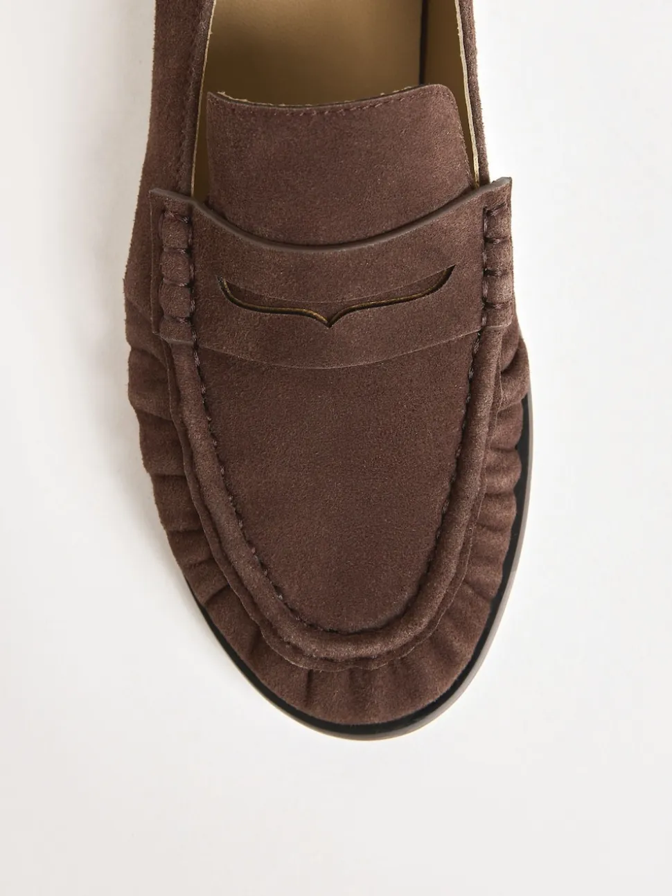 Friends Like These Chocolate Brown Flat Ruched Comfort Slip On Penny Loafers