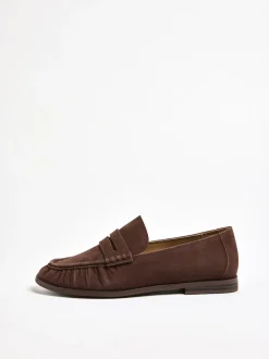 Friends Like These Chocolate Brown Flat Ruched Comfort Slip On Penny Loafers