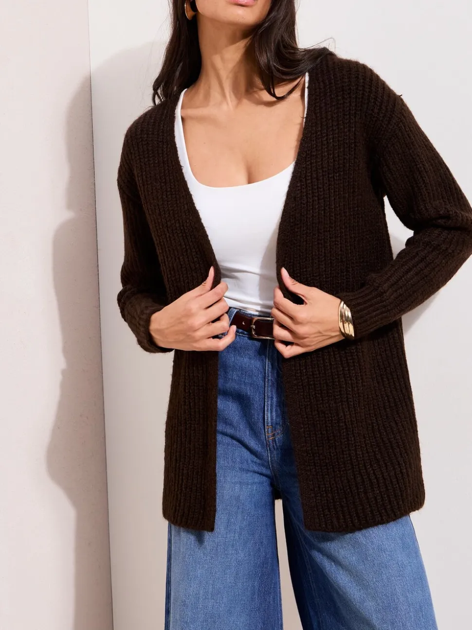 Friends Like These Chocolate Brown Chunky Longline Cardigan