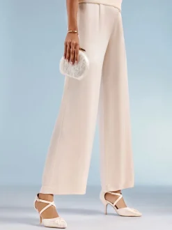Friends Like These Cream Satin Twist Detail Cross Strap Mid Heel Bridal Court Shoe