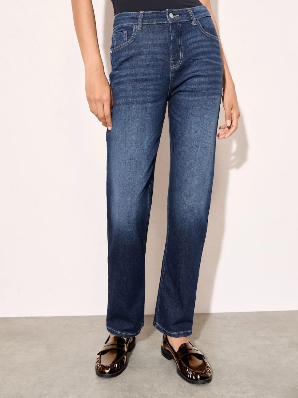 Friends Like These Dark Blue Petite Ankle Straight Leg Jeans