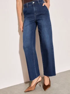 Friends Like These Dark Wash Petite Wide Leg Cropped Jeans