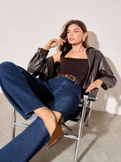 Friends Like These Dark Wash Petite Wide Leg Cropped Jeans