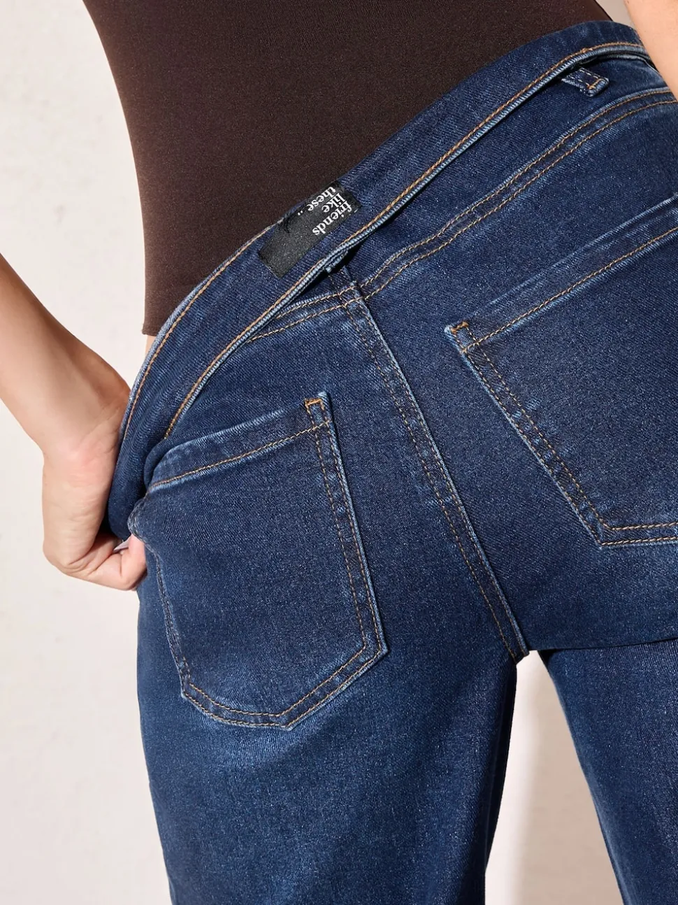 Friends Like These Dark Wash Petite Wide Leg Cropped Jeans