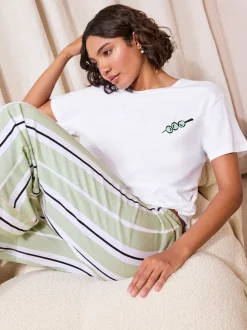 Friends Like These Green Petite Stripe Martini Short Sleeve Pyjamas