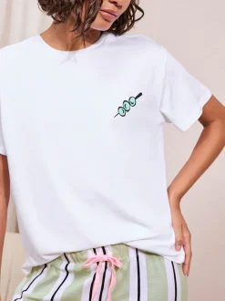 Friends Like These Green Petite Stripe Martini Short Sleeve Pyjamas
