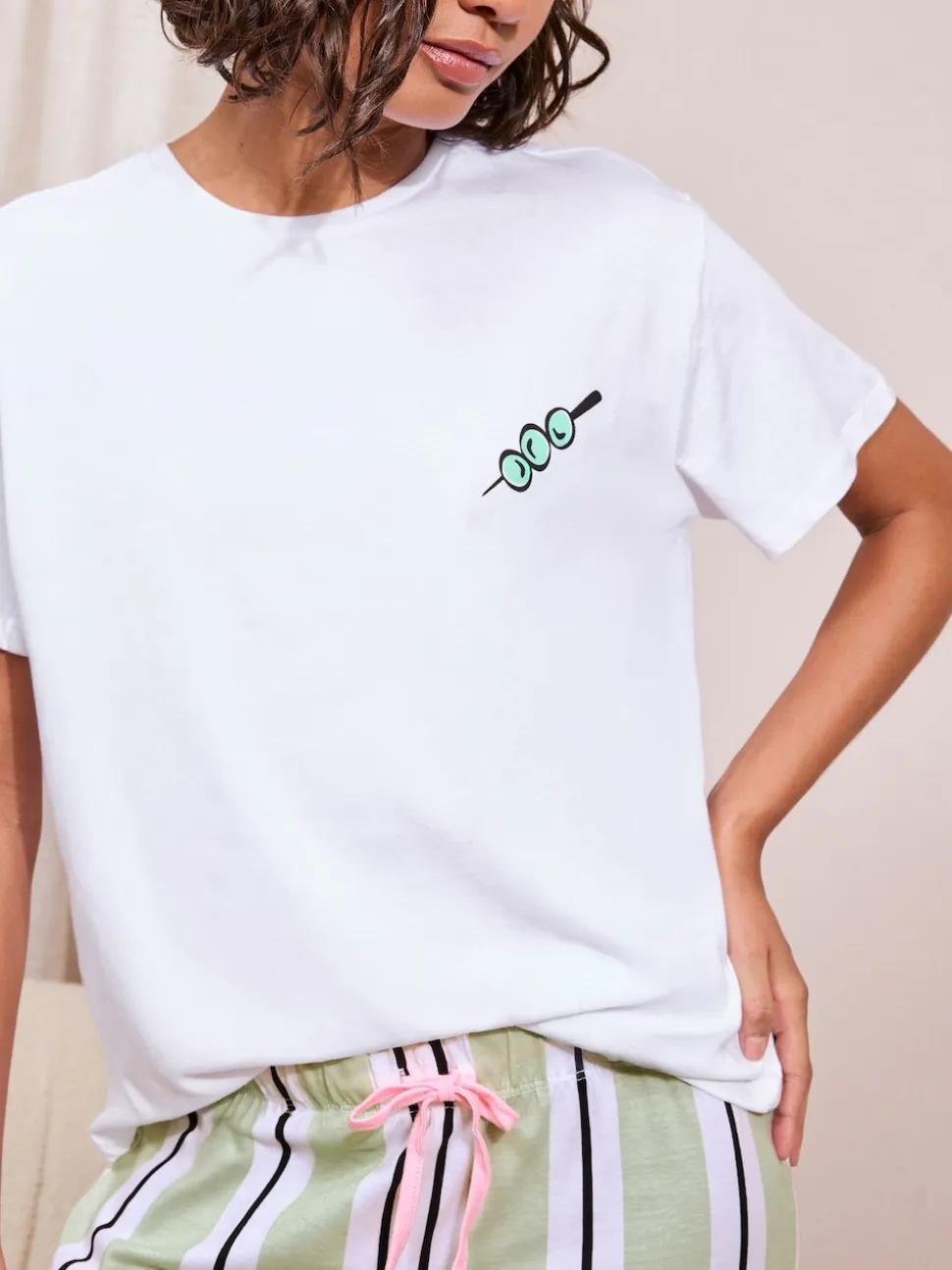 Friends Like These Green Petite Stripe Martini Short Sleeve Pyjamas