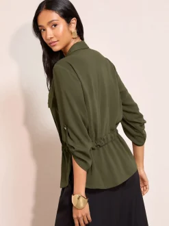 Friends Like These Green Utility Style Tie Waist Shirt