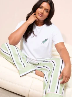 Friends Like These Green Curve Stripe Martini Short Sleeve Pyjamas
