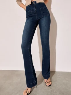 Friends Like These Inky Blue High Waist Pocket Flare Jeans