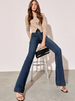 Friends Like These Inky Blue High Waist Pocket Flare Jeans