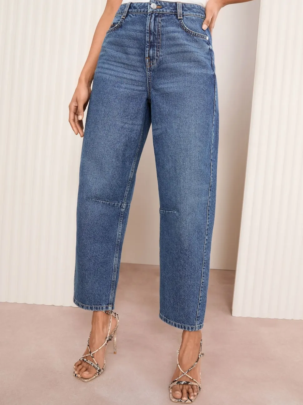 Friends Like These Mid Blue Denim Barrel Jeans