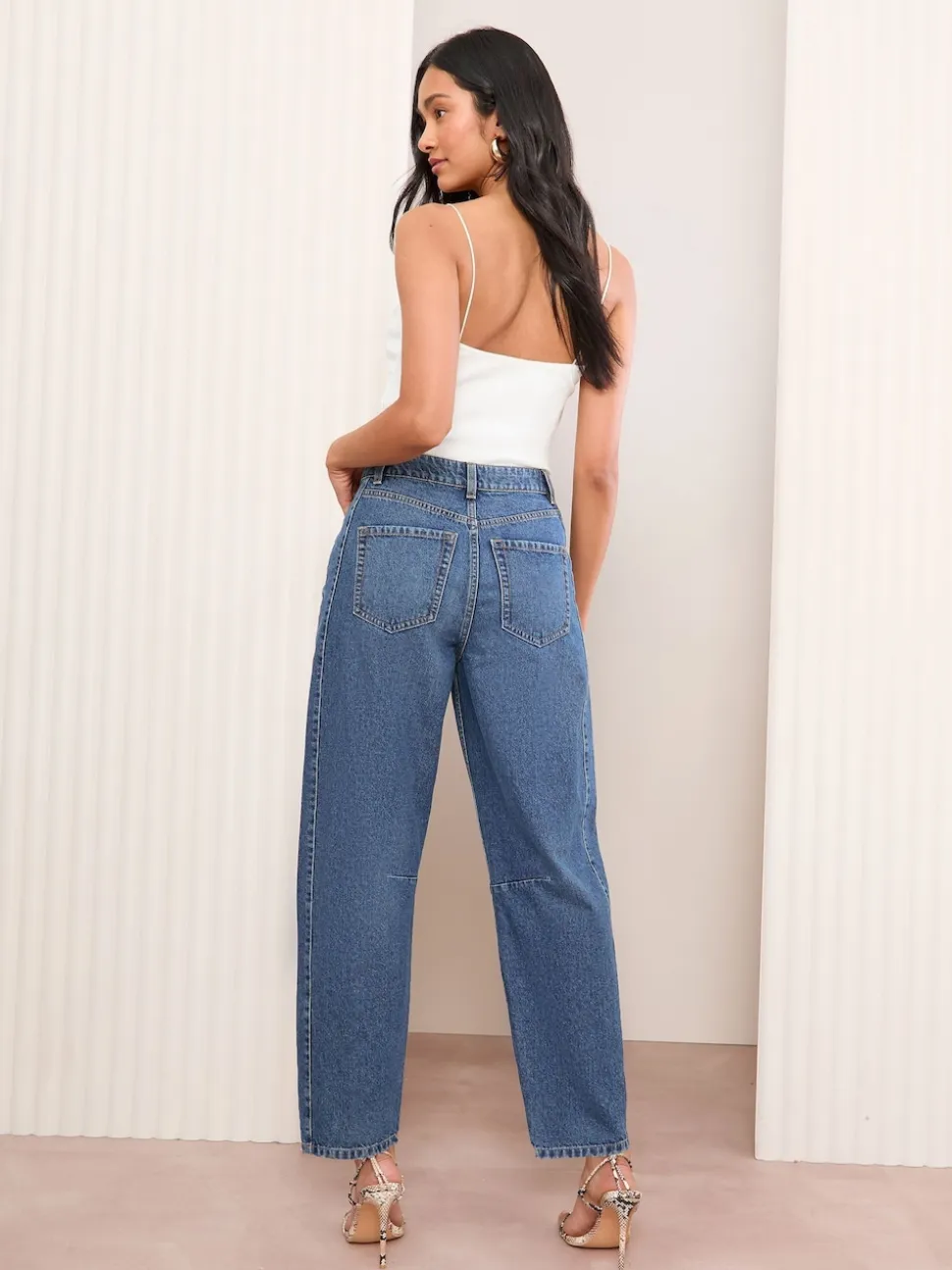 Friends Like These Mid Blue Denim Barrel Jeans