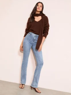 Friends Like These Mid Wash High Waist Pocket Flare Jeans