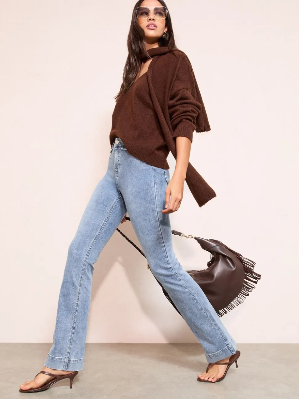Friends Like These Mid Wash High Waist Pocket Flare Jeans