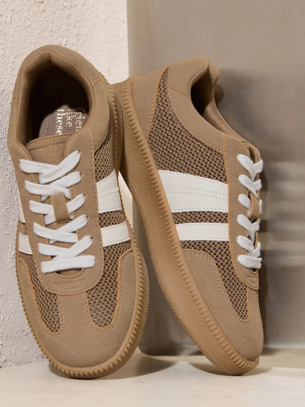 Friends Like These Mocha Brown Standard Fit Lace Up Retro Gumsole Sports Trainers