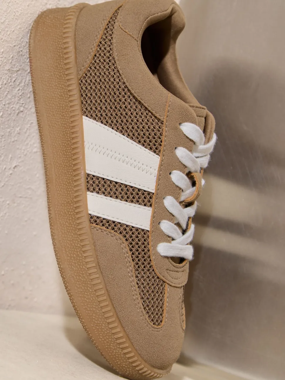 Friends Like These Mocha Brown Standard Fit Lace Up Retro Gumsole Sports Trainers