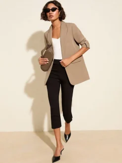 Friends Like These Mocha Neutral Edge to Edge Tailored Sleeve Detail Blazer
