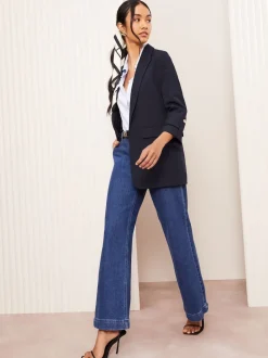 Friends Like These Navy Edge to Edge Tailored Sleeve Detail Blazer