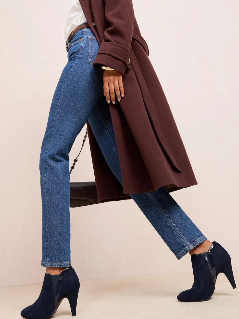 Friends Like These Navy Standard fit Mid Heel Mix Material Ankle Boots