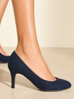 Friends Like These Navy Standard Fit Low Stiletto Heel Round Toe Faux Suede Court Shoes