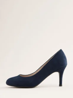 Friends Like These Navy Standard Fit Low Stiletto Heel Round Toe Faux Suede Court Shoes