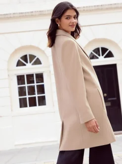 Friends Like These Neutral Tailored Mid Length Single Button Coat