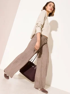 Friends Like These Neutral Ripple Texture Wide Leg Trousers