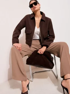Friends Like These Neutral Latte Premium Elastic Back Tailored Wide Leg Trousers