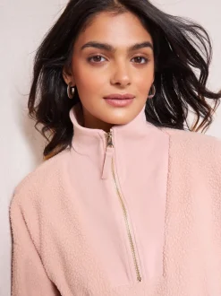 Friends Like These Pink Half Zip Borg Fleece Sweatshirt