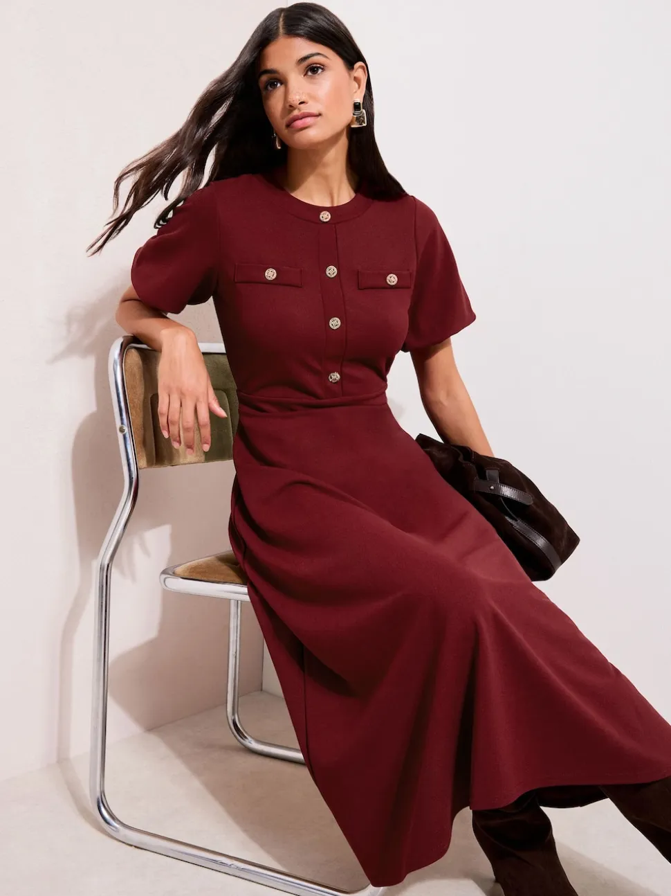 Friends Like These Red Military Midi Dress